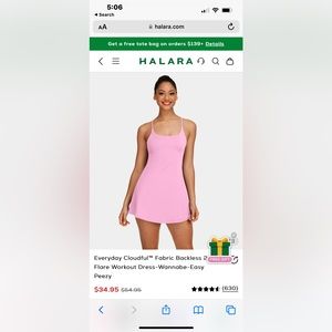 Halara Everyday Cloudful Backless 2-in-1 Flare Workout Dress Easy Peezy
